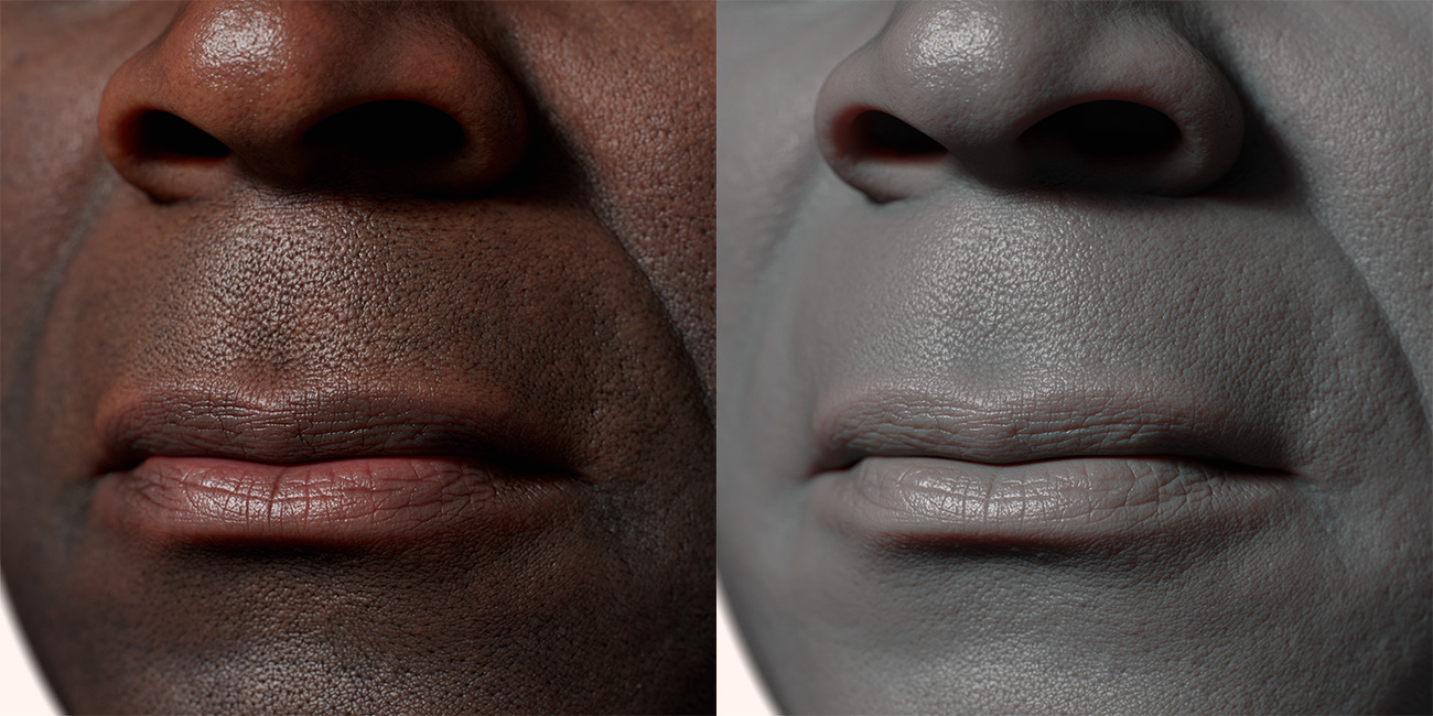 Male head scan skin pore details 